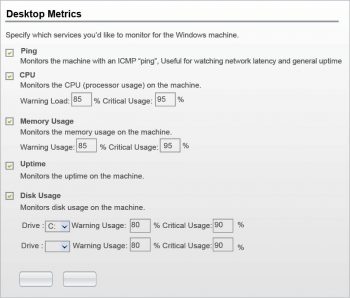 Figure 3 Desktop Metrics settings