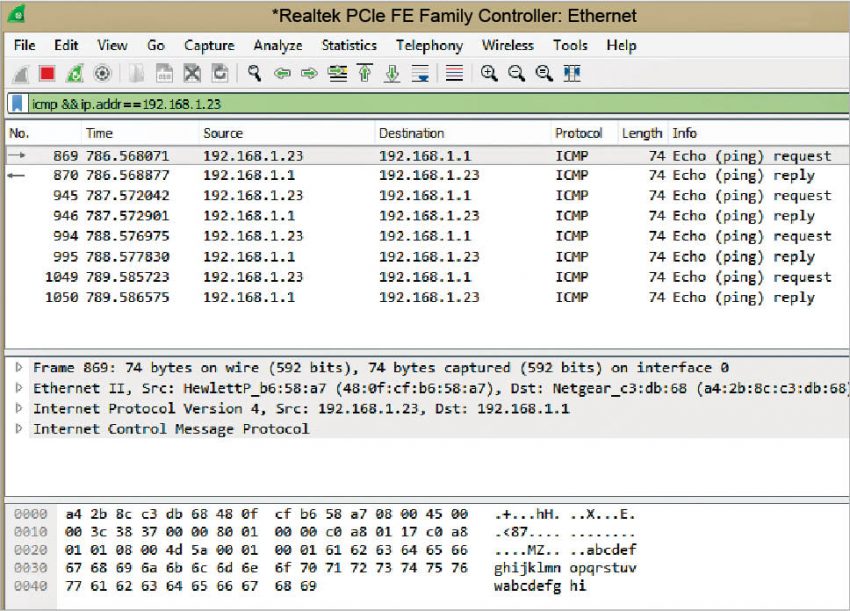 wireshark packet capture icmp