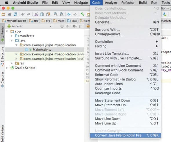 convert java to kotlin android studio