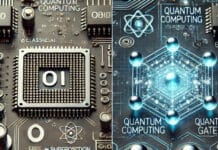 Close-up image comparing Quantum Computing and Classical Computing. Show Classical Computing elements